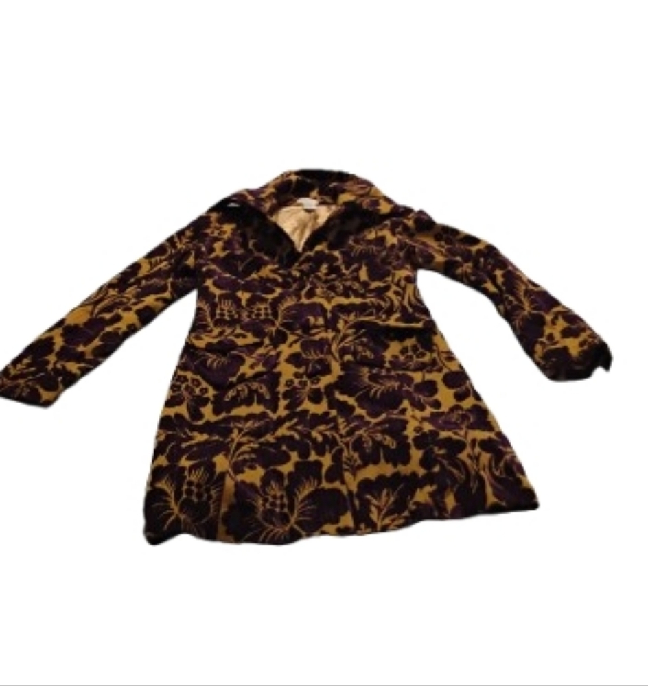 Elevenses Anthropologie Tapestry Brocade Buttoned Collared Peacoat Sz 6